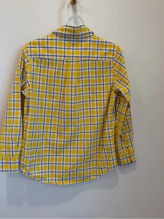 Janie And Jack Boy Small 5 Button Up Shirt Yellow Plaid Roll Sleeve Window Pane - Picture 5 of 8